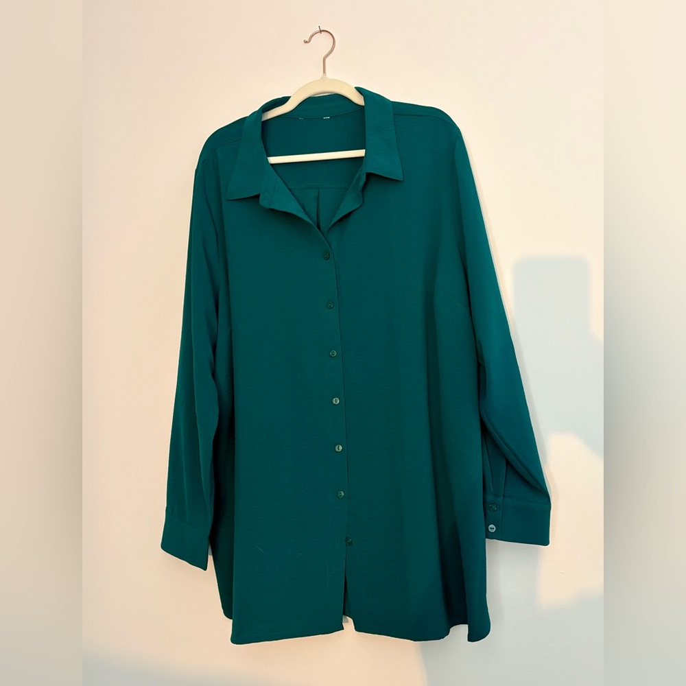 Addition Elle Teal Button-Down Shirt